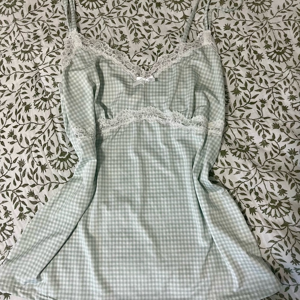 Women's Laura Ashley Lace Trim Chemise - Light Green